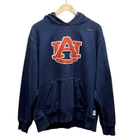 Auburn Tigers Nike Hoodie Medium Blue Orange AU Logo Sweatshirt War Eagle - Picture 1 of 6